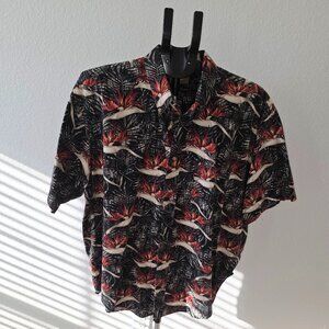 NATURAL ISSUE MEN 100% COTTON SIZE XXL SHORT SLEEVE BIRD OF PARIDISE PRINT SHIRT